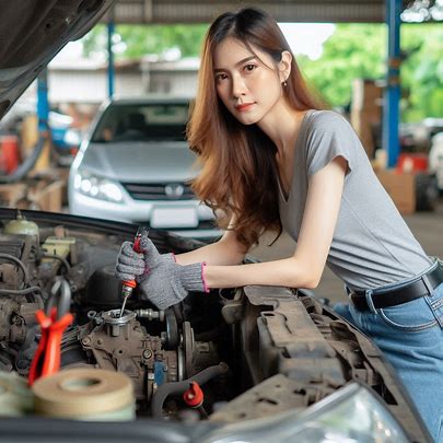 mechanic working on a salvage car