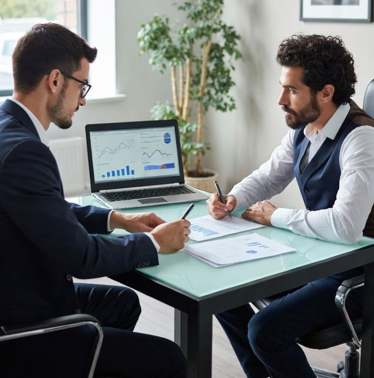 employee meeting with a financial advisor